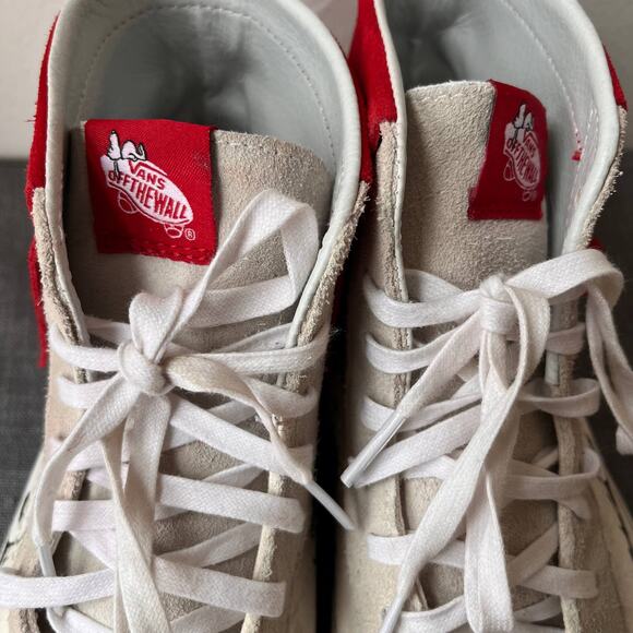 VANS x PEANUTS SK8-Hi Moc Sneakers Womens 10 Mens 8.5 Red Suede Fringe Snoopy - Picture 7 of 10